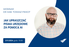 zdjęcie prpowadzącego oraz podstawowe informacje o webinarze - tytuł, godzina, nazwisko prowadzącego