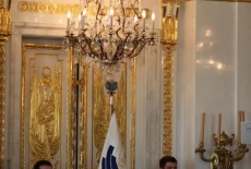 fot. Sebastian Szulfer/KSAP Poczet sztandarowy stoi przy drzwiach