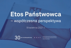 Slajd tytułowy konferencji - na tle powiewającej polskiej flagi tytuł i data konferencji oraz logo KSAP