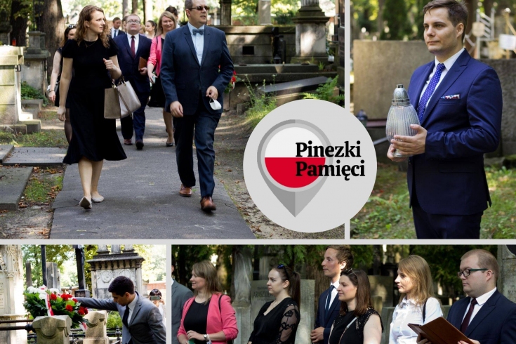 collage zdjęciowy przedstawiający zdjęcia z wizyty na cmentarzu