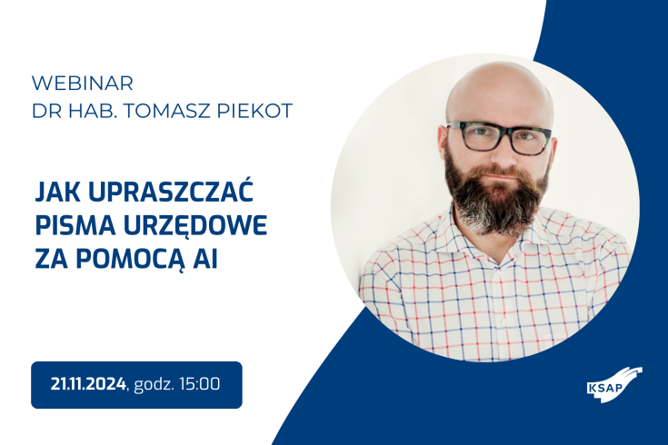 zdjęcie prpowadzącego oraz podstawowe informacje o webinarze - tytuł, godzina, nazwisko prowadzącego