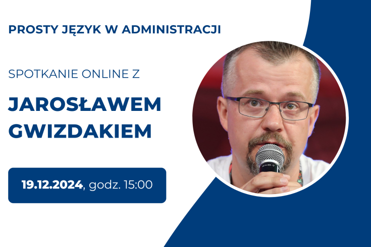 zdjęcie prowadzącego oraz podstawowe informacje o webinarze - tytuł, godzina, nazwisko prowadzącego