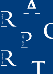 Okładka raportu 2013-2015, na niebieskim tle biały tytuł "Raport 2013-2015"